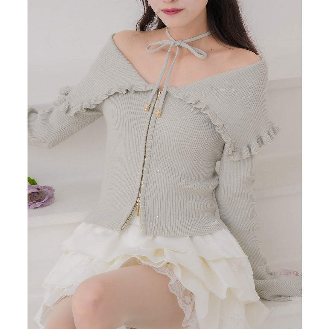 クチュールバイロジータ couture BY ROJITA ビッグ衿ニットトップス （ミント） ミント