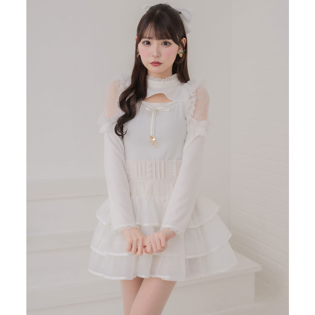 クチュールバイロジータ couture BY ROJITA シアーフリルテレコトップス （ホワイト） ホワイト