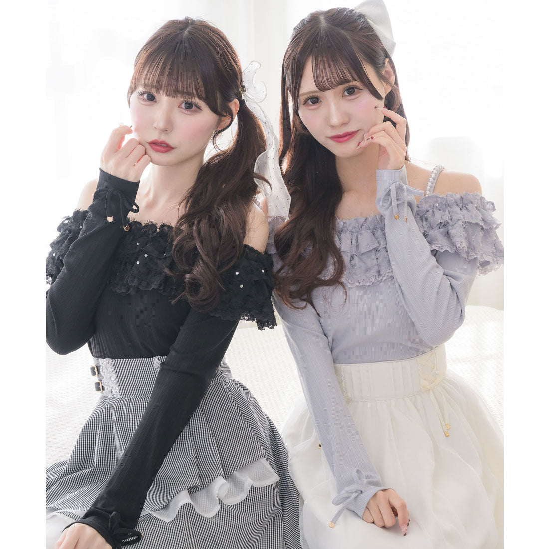 クチュールバイロジータ couture BY ROJITA フェザーリボンオフショルトップス （ブラック） ブラック