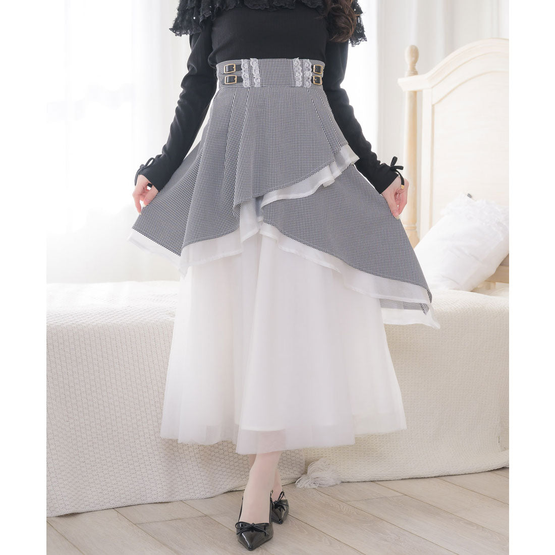 クチュールバイロジータ couture BY ROJITA 異素材アシメフレアスカート （チェック） チェック