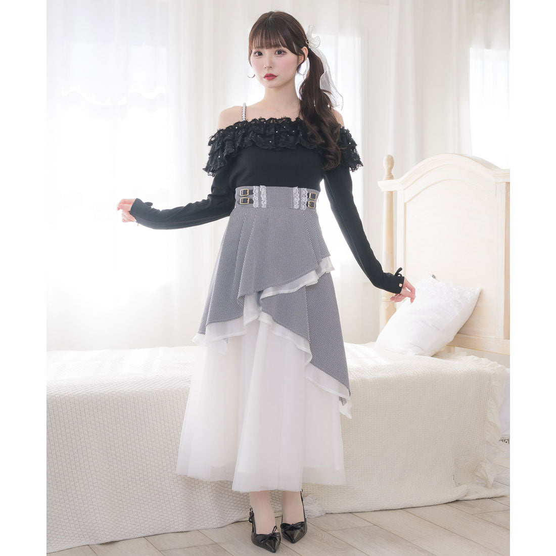 クチュールバイロジータ couture BY ROJITA 異素材アシメフレアスカート （チェック） チェック