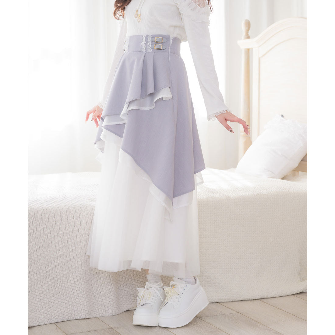 クチュールバイロジータ couture BY ROJITA 異素材アシメフレアスカート （グレー） グレー