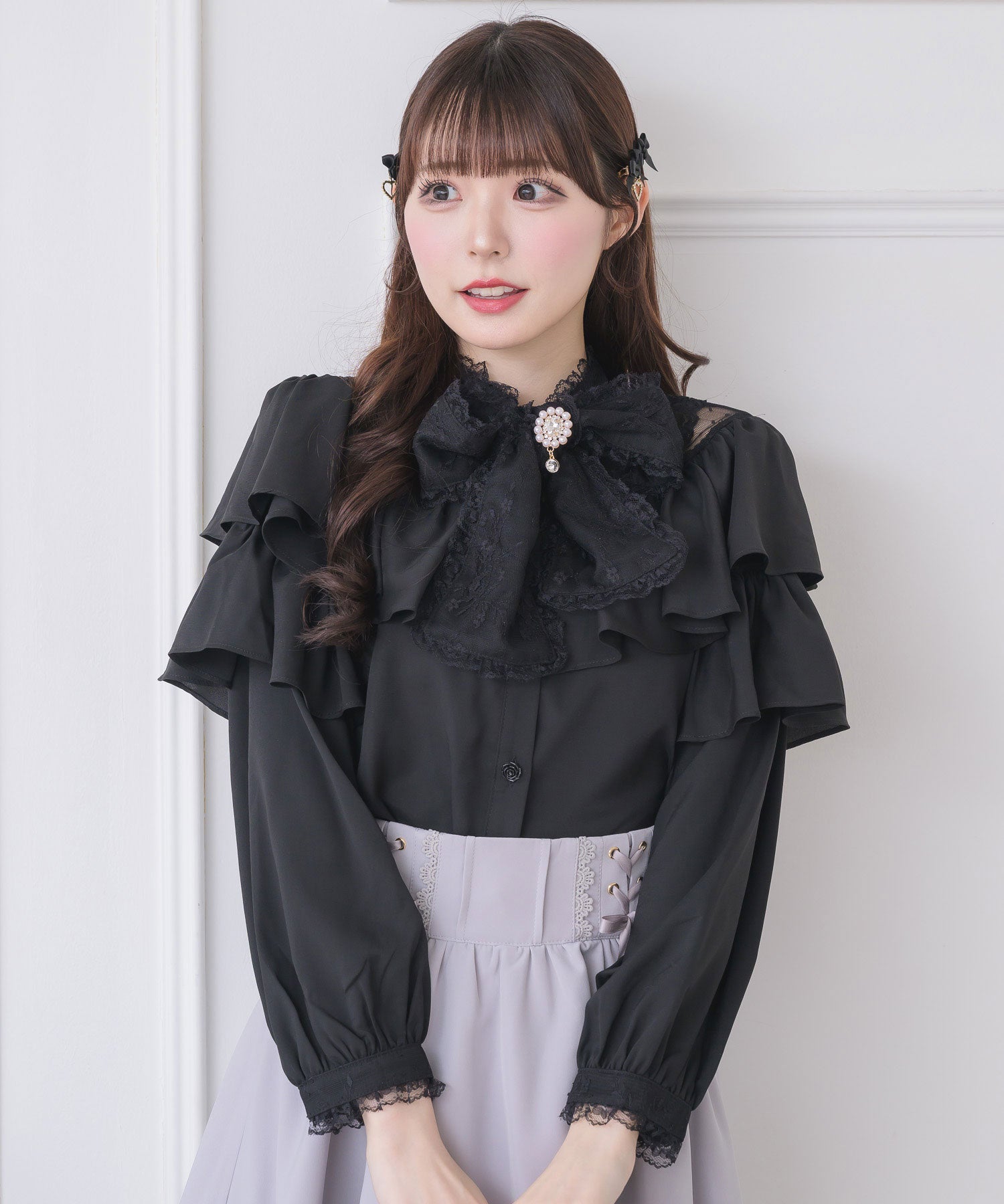クチュールバイロジータ couture BY ROJITA ラッフルボリュームブラウス （ブラック） ブラック