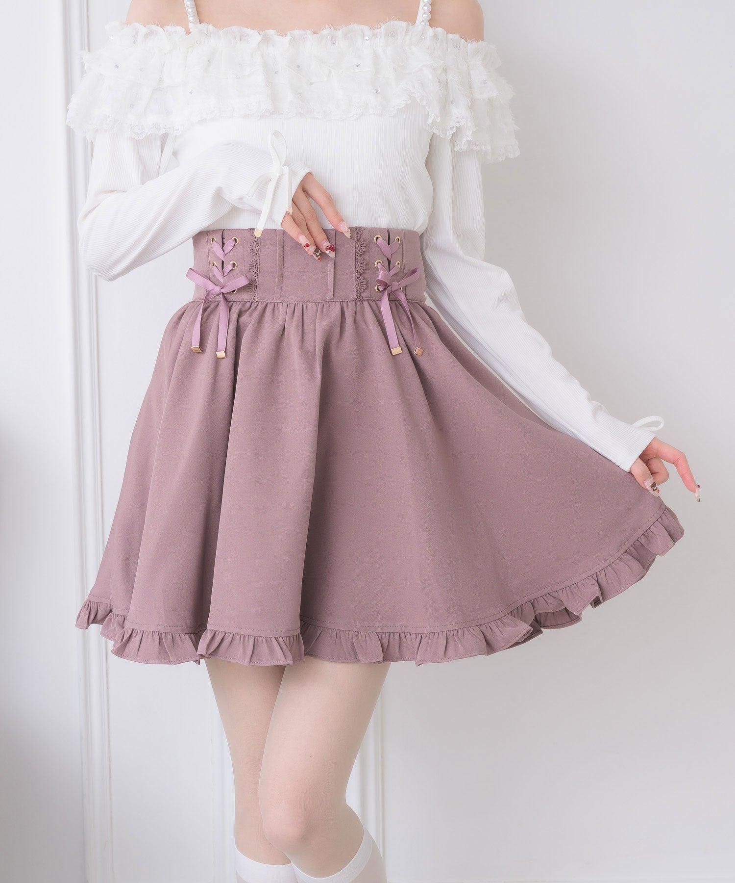 クチュールバイロジータ couture BY ROJITA レースアップスカート （ピンクブラウン） ピンクブラウン