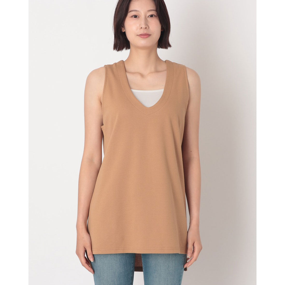 コットンブルー COTTON BLUE Vネックベスト （ベージュ） ベージュ