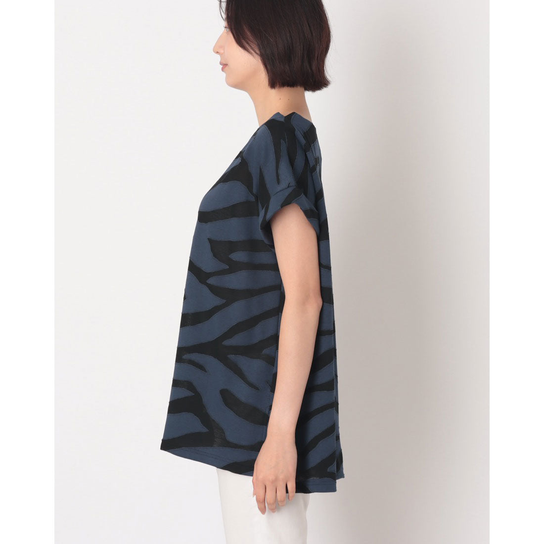 コットンブルー COTTON BLUE ゼブラ柄ジャカードプルオーバー （ネイビー） ネイビー