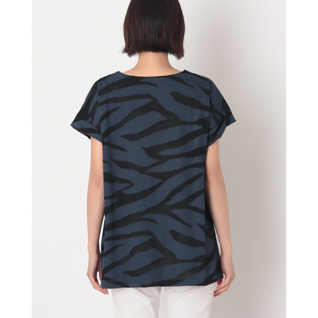 コットンブルー COTTON BLUE ゼブラ柄ジャカードプルオーバー （ネイビー） ネイビー