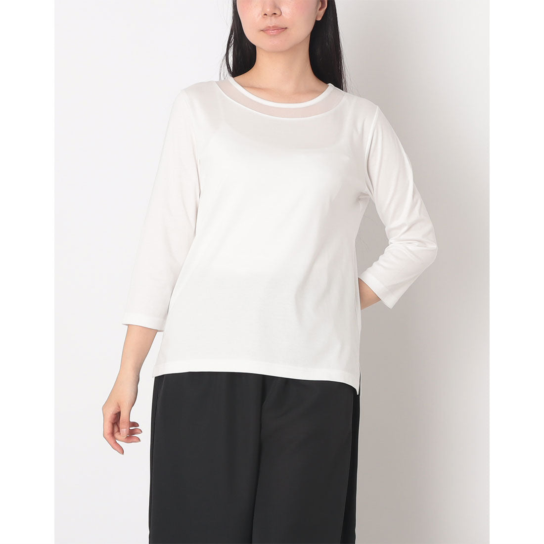 コットンブルー COTTON BLUE チュール切替えデザインプルオーバー （白） 白