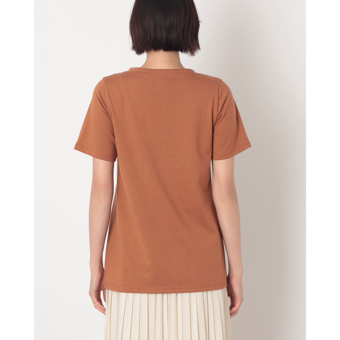 コットンブルー COTTON BLUE プリント切替えチュニック （茶色） 茶色
