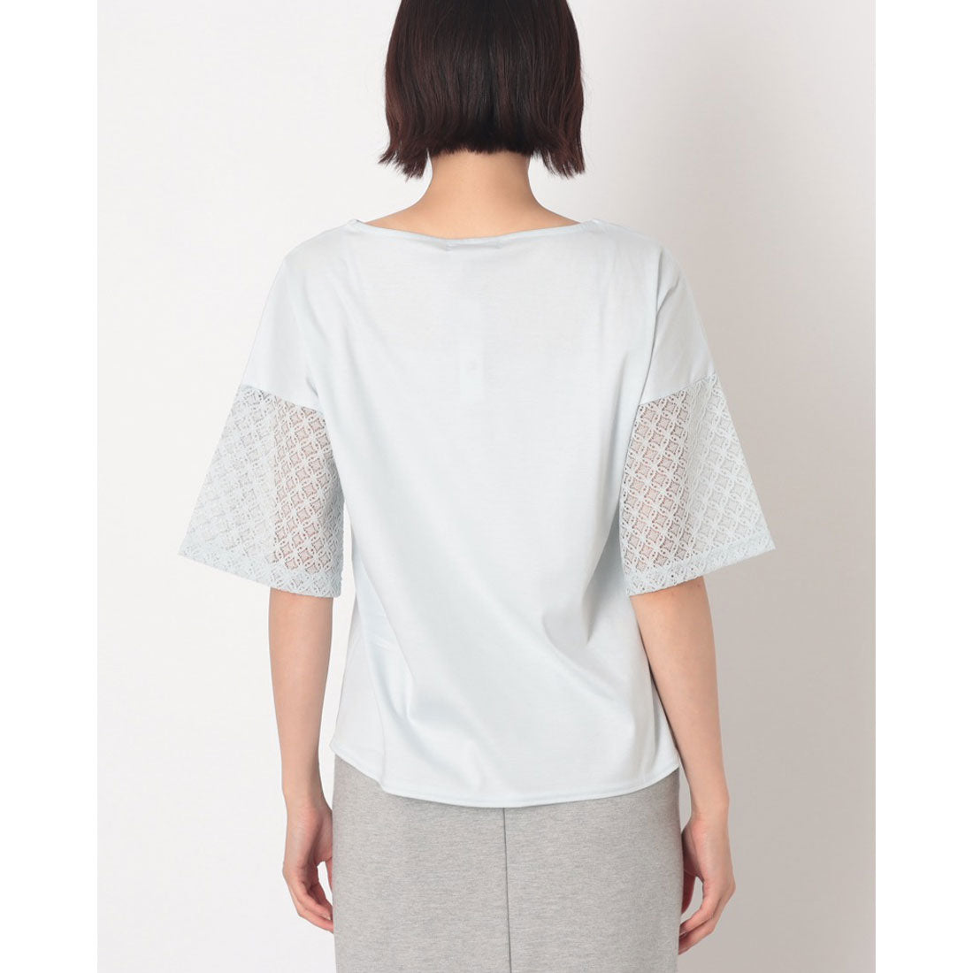 コットンブルー COTTON BLUE 袖レースプルオーバー （サックス） サックス