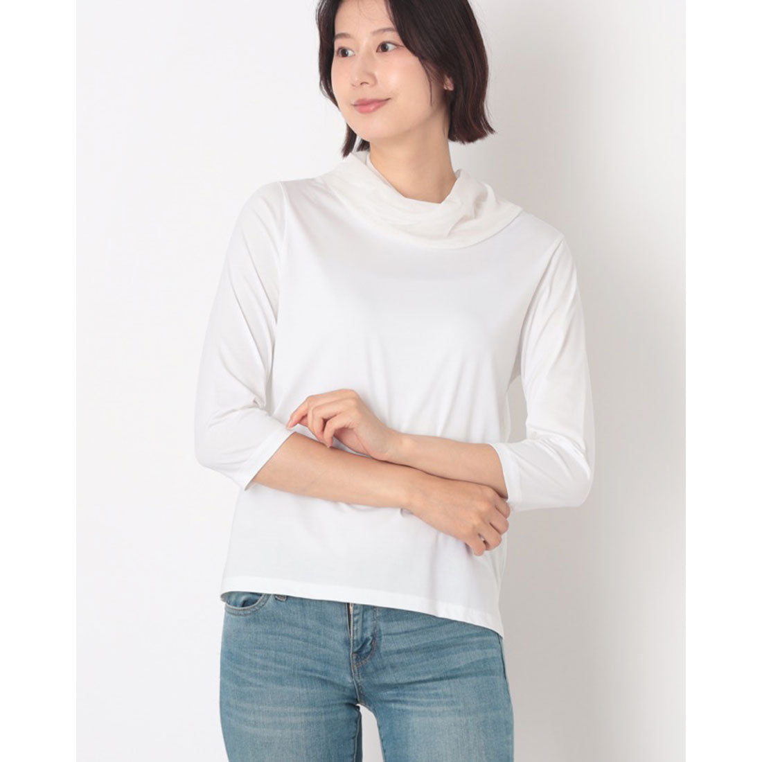 コットンブルー COTTON BLUE 襟ツイストチュールプルオーバー （白） 白