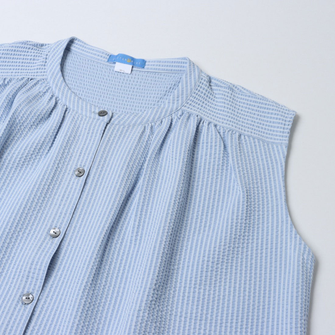 コットンブルー COTTON BLUE ギャザー使いノースリーブブラウス （サックス） サックス