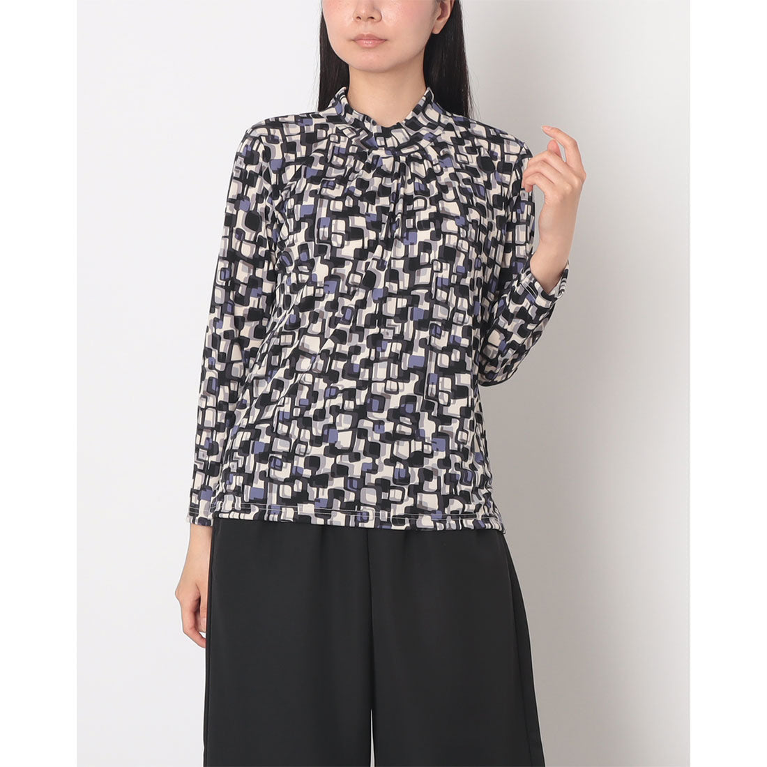 コットンブルー COTTON BLUE ギャザー入りハイネックプルオーバー （パープル） パープル