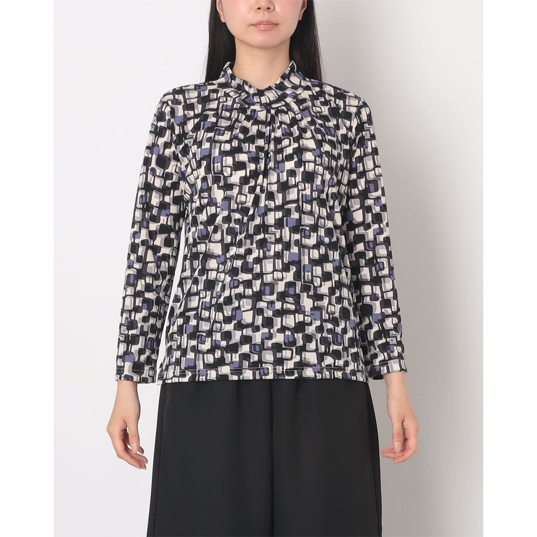 コットンブルー COTTON BLUE ギャザー入りハイネックプルオーバー （パープル） パープル