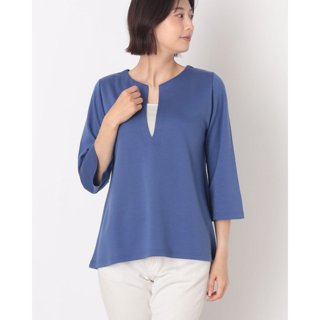 コットンブルー COTTON BLUE キーネックプルオーバー （ネイビー） ネイビー