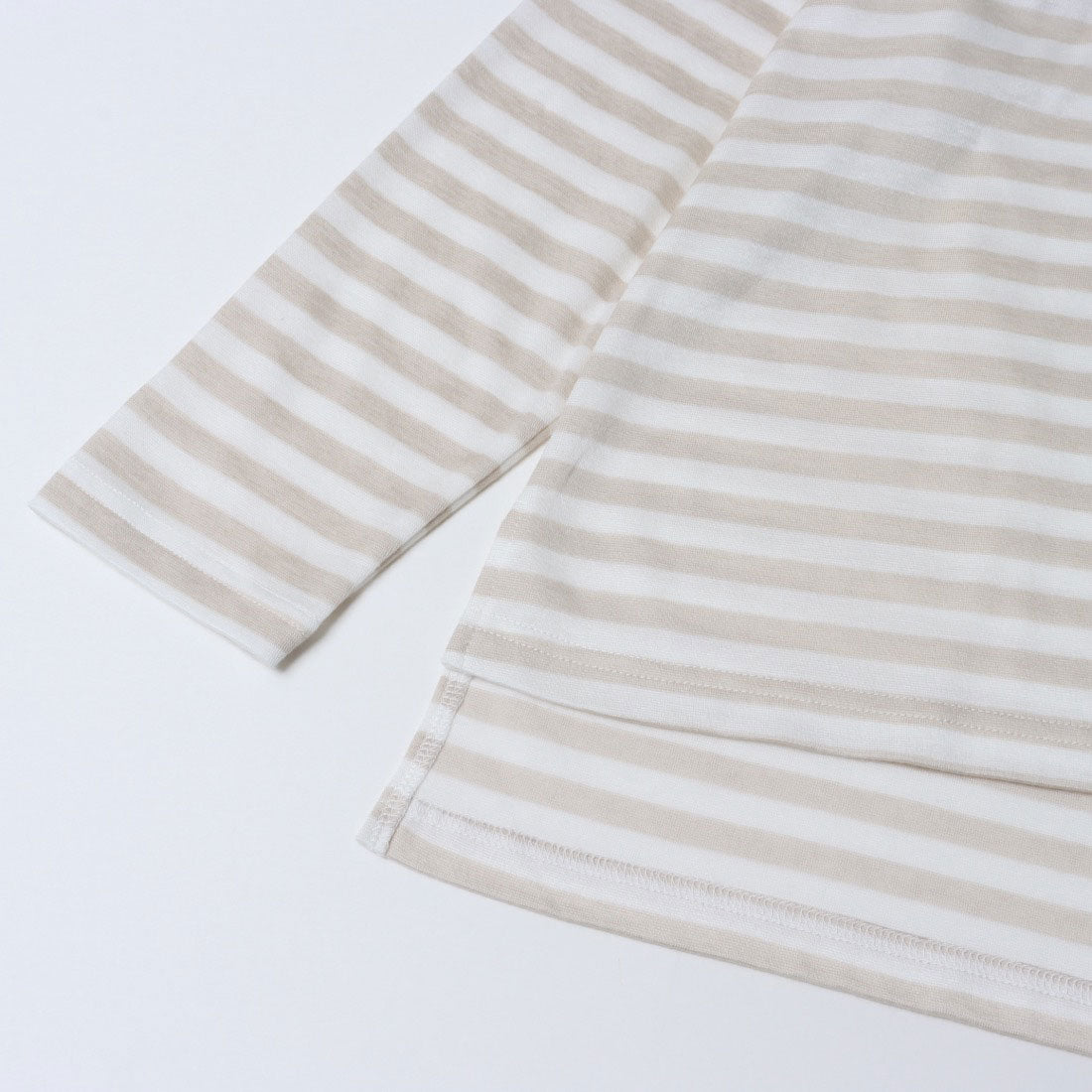 コットンブルー COTTON BLUE ボーダー柄スキッパープルオーバー （ベージュ） ベージュ