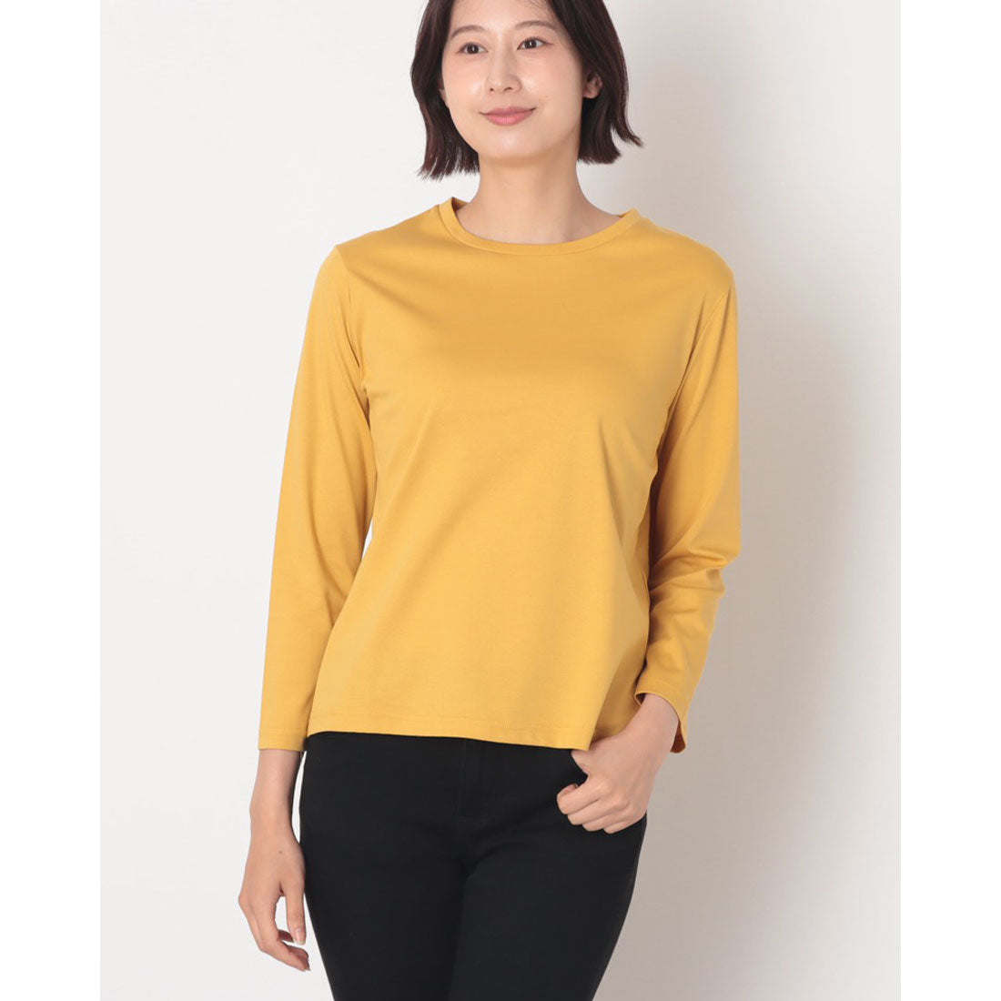 コットンブルー COTTON BLUE 八分袖クルーネックプルオーバー （イエロー） イエロー