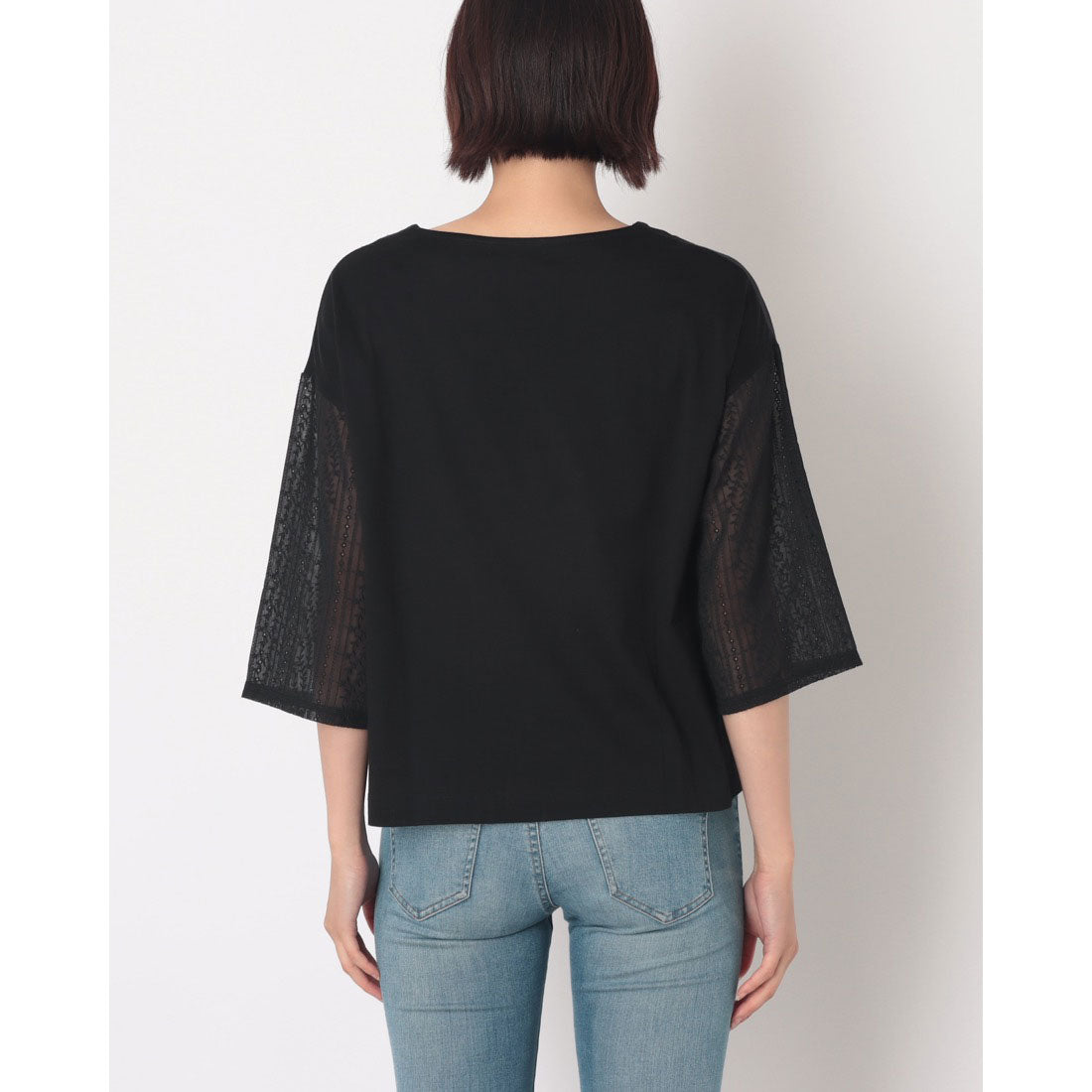コットンブルー COTTON BLUE 異素材切替えプルオーバー （黒） 黒
