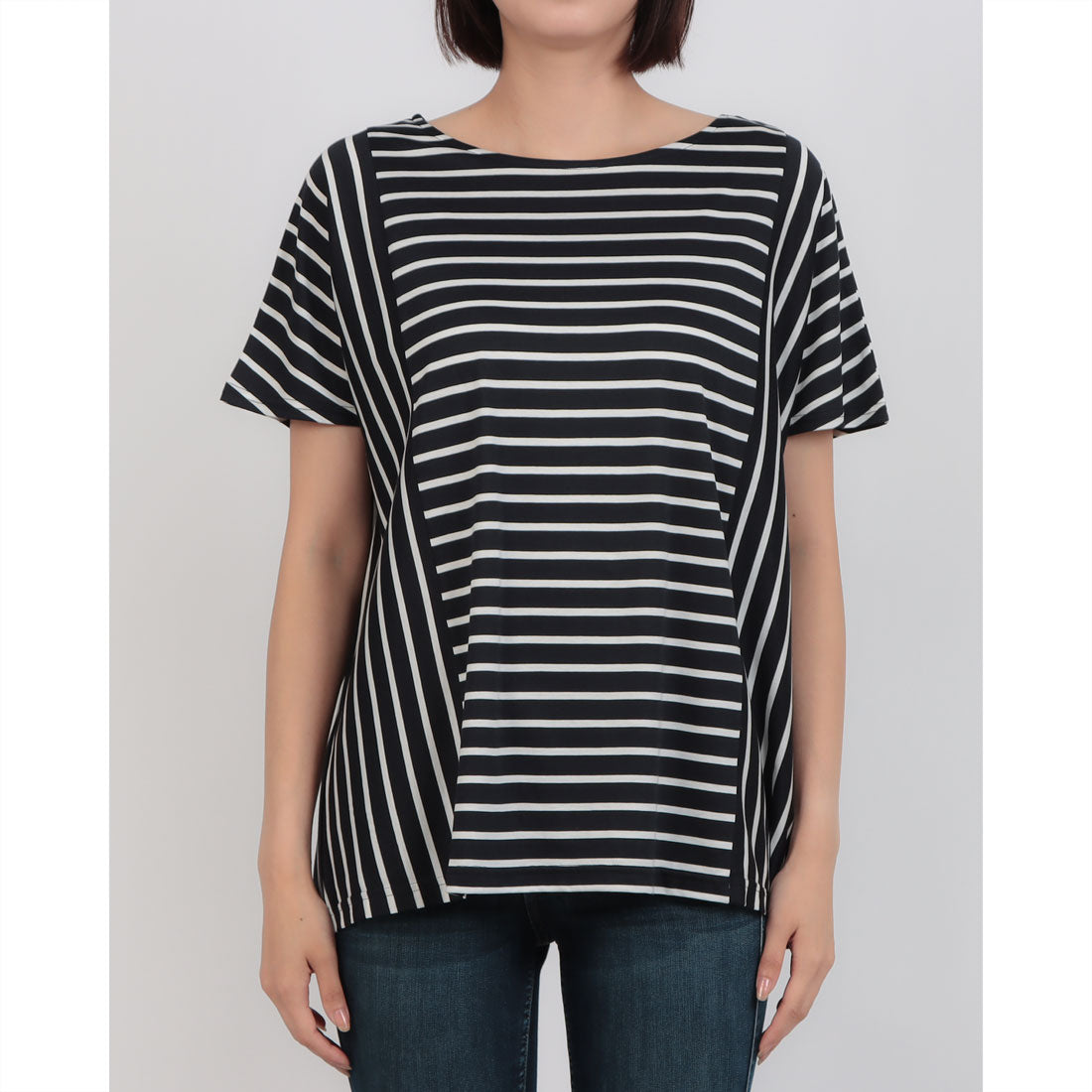 コットンブルー COTTON BLUE ボーダー切替えプルオーバー （ネイビー） ネイビー