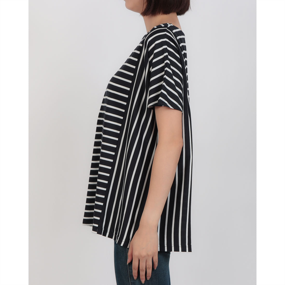 コットンブルー COTTON BLUE ボーダー切替えプルオーバー （ネイビー） ネイビー