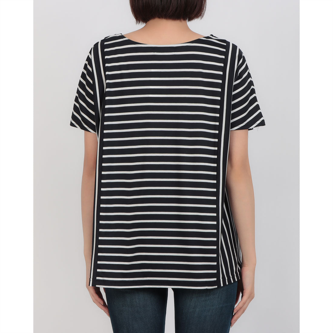 コットンブルー COTTON BLUE ボーダー切替えプルオーバー （ネイビー） ネイビー