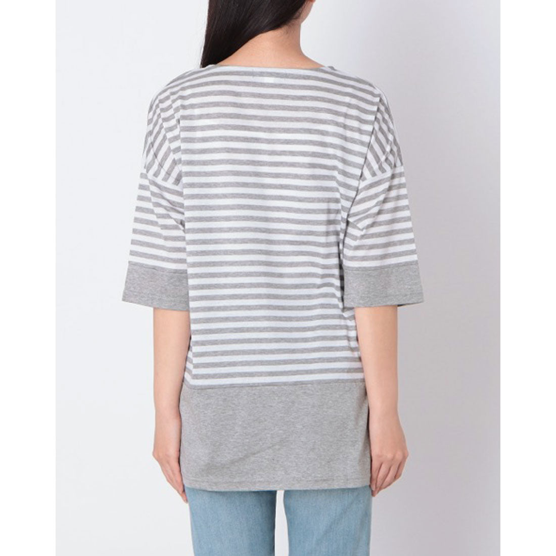 コットンブルー COTTON BLUE ボーダー切替えプルオーバー （グレー） グレー