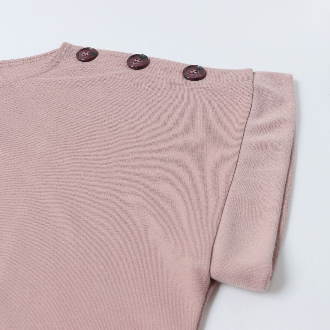 コットンブルー COTTON BLUE ショルダーボタンクルーネックチュニック （茶色） 茶色