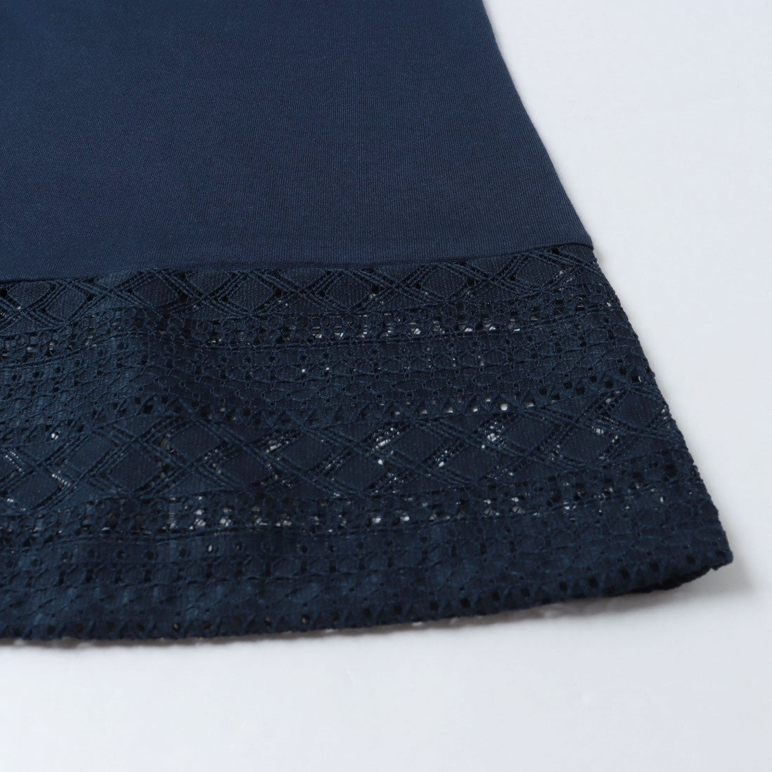 コットンブルー COTTON BLUE レース切替えカーディガン （ネイビー） ネイビー