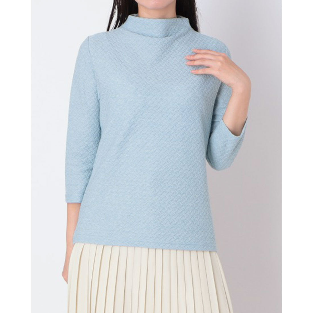 コットンブルー COTTON BLUE ジャカードボトルネックプルオーバー （サックス） サックス
