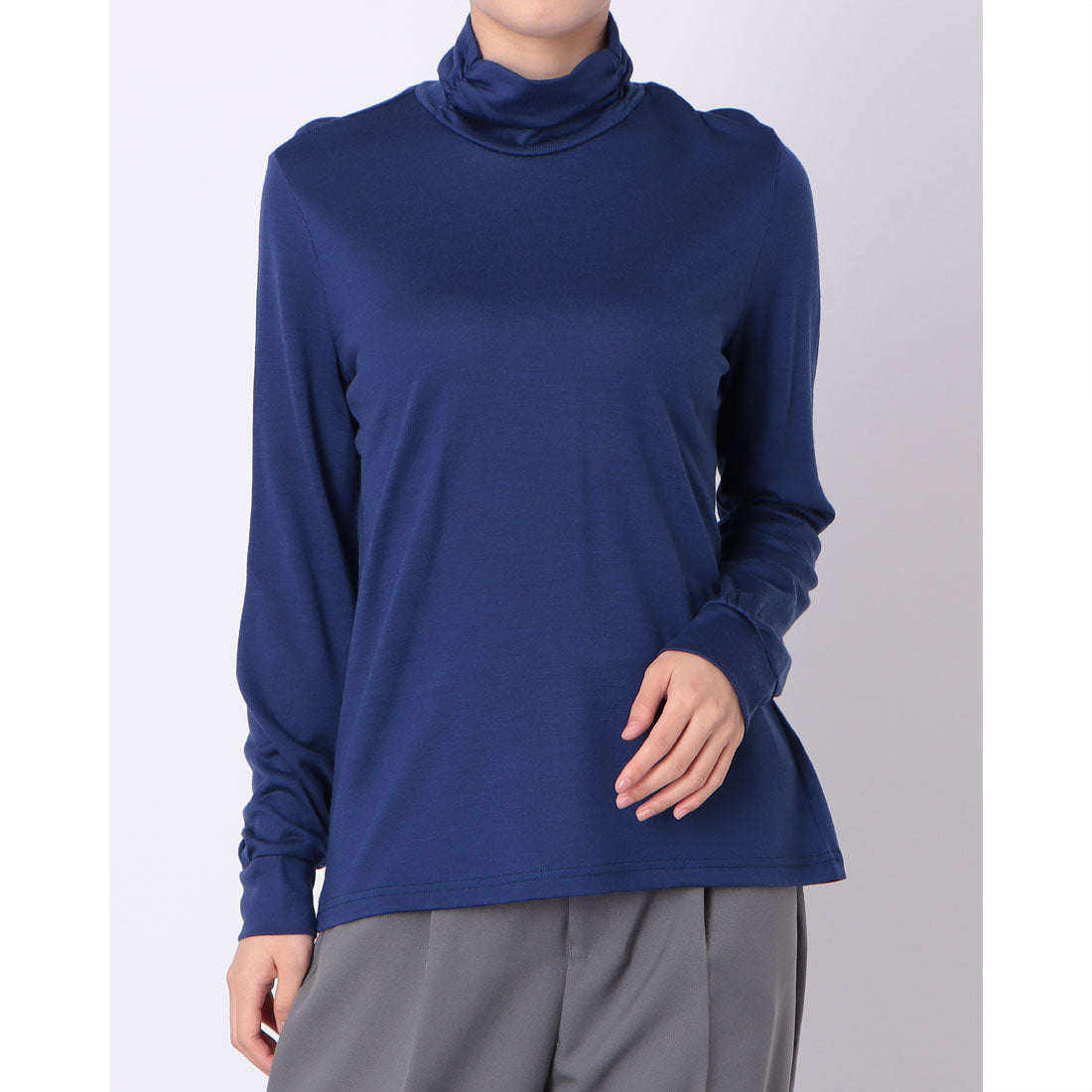 コットンブルー COTTON BLUE 襟ギャザーハイネックプルオーバー （ブルー） ブルー