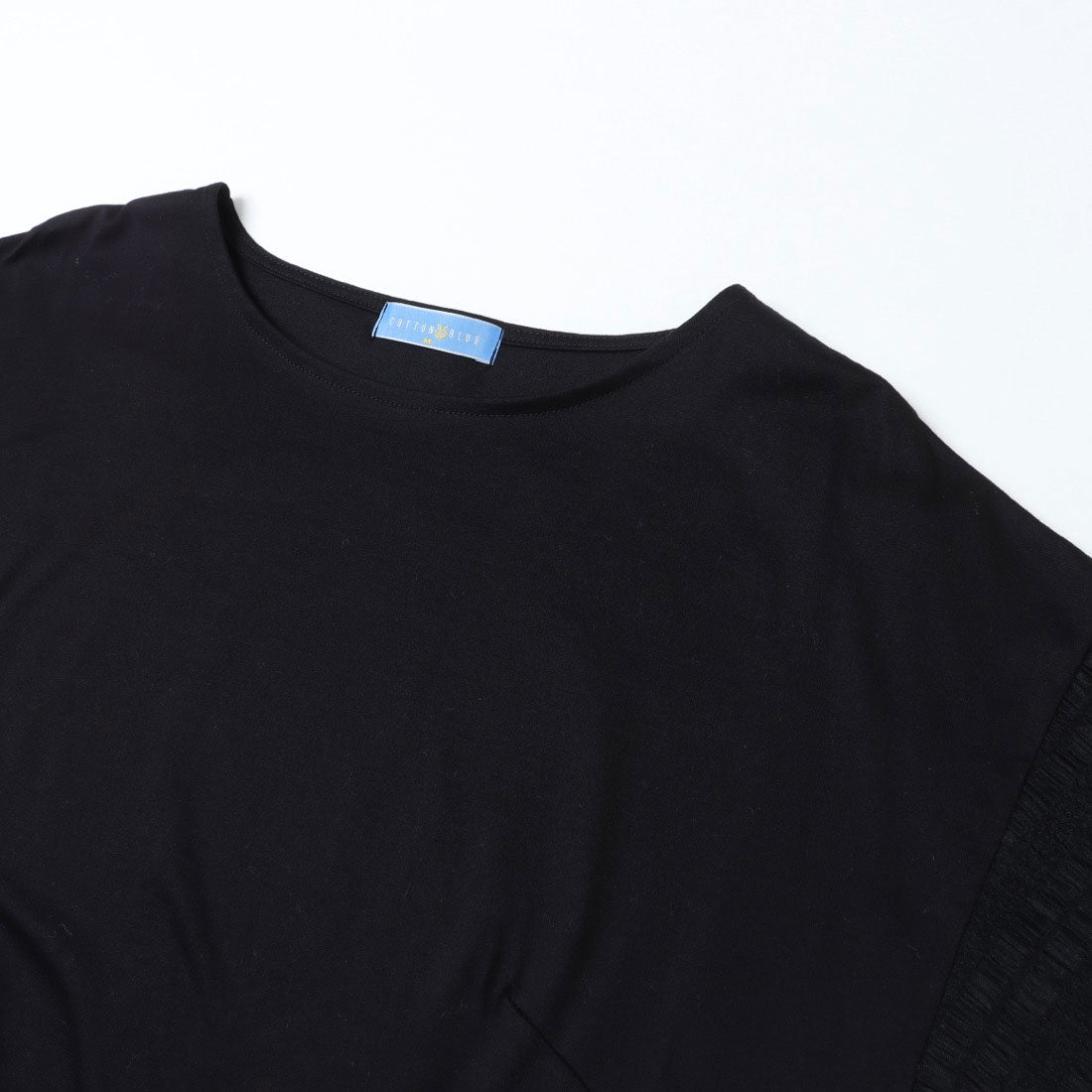 コットンブルー COTTON BLUE 異素材切替えプルオーバー （黒） 黒