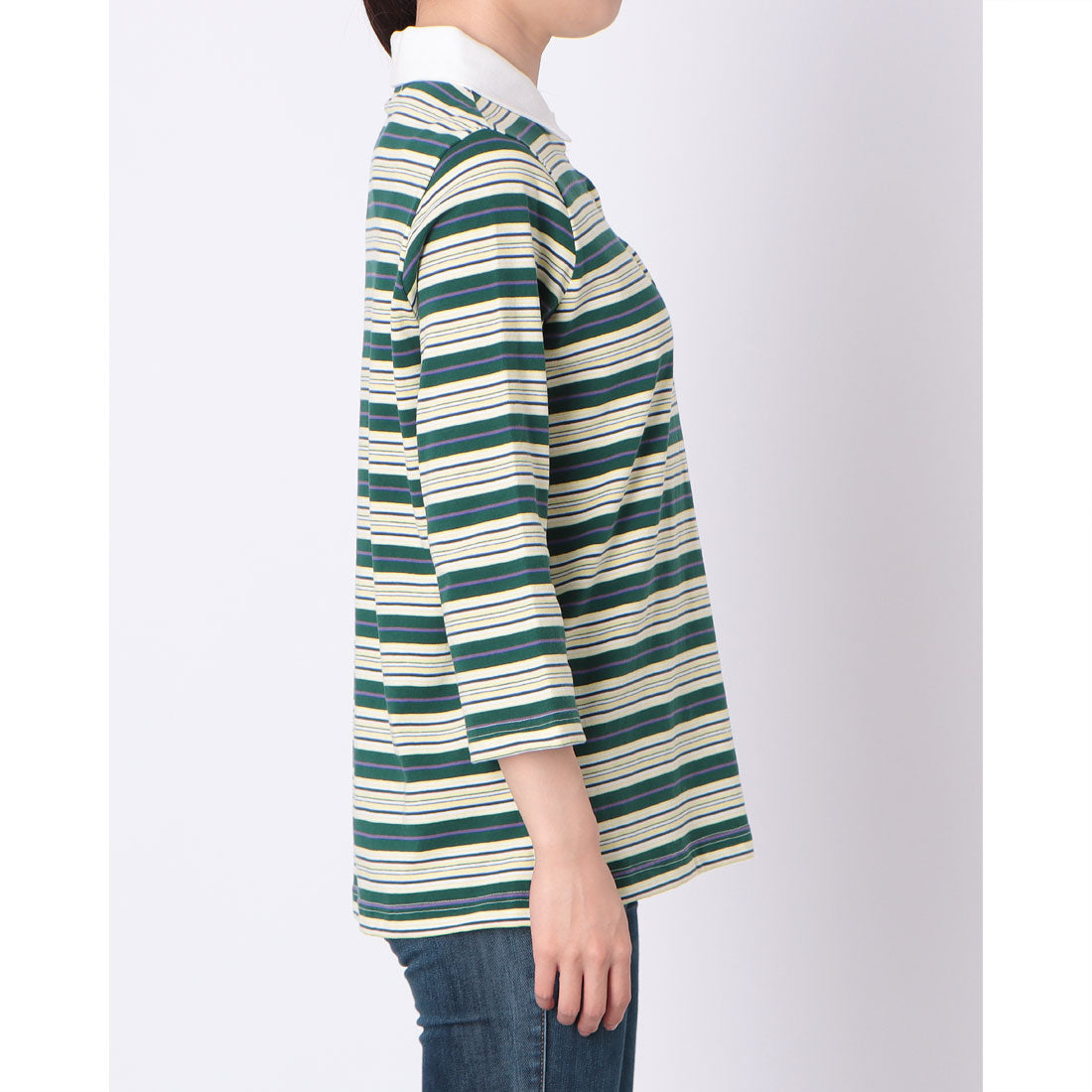 コットンブルー COTTON BLUE ボーダーポロシャツ （グリーン） グリーン