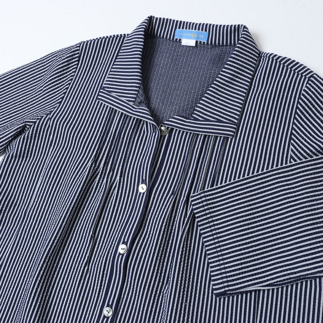 コットンブルー COTTON BLUE 襟付き七分袖ブラウス （ネイビー） ネイビー