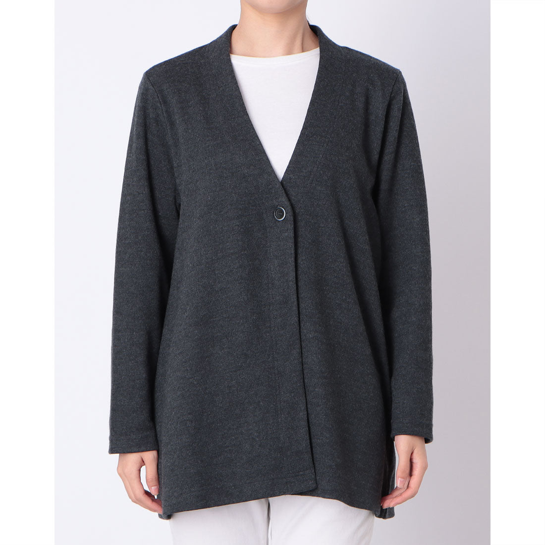 コットンブルー COTTON BLUE ワンボタントッパーカーディガン （グレー） グレー