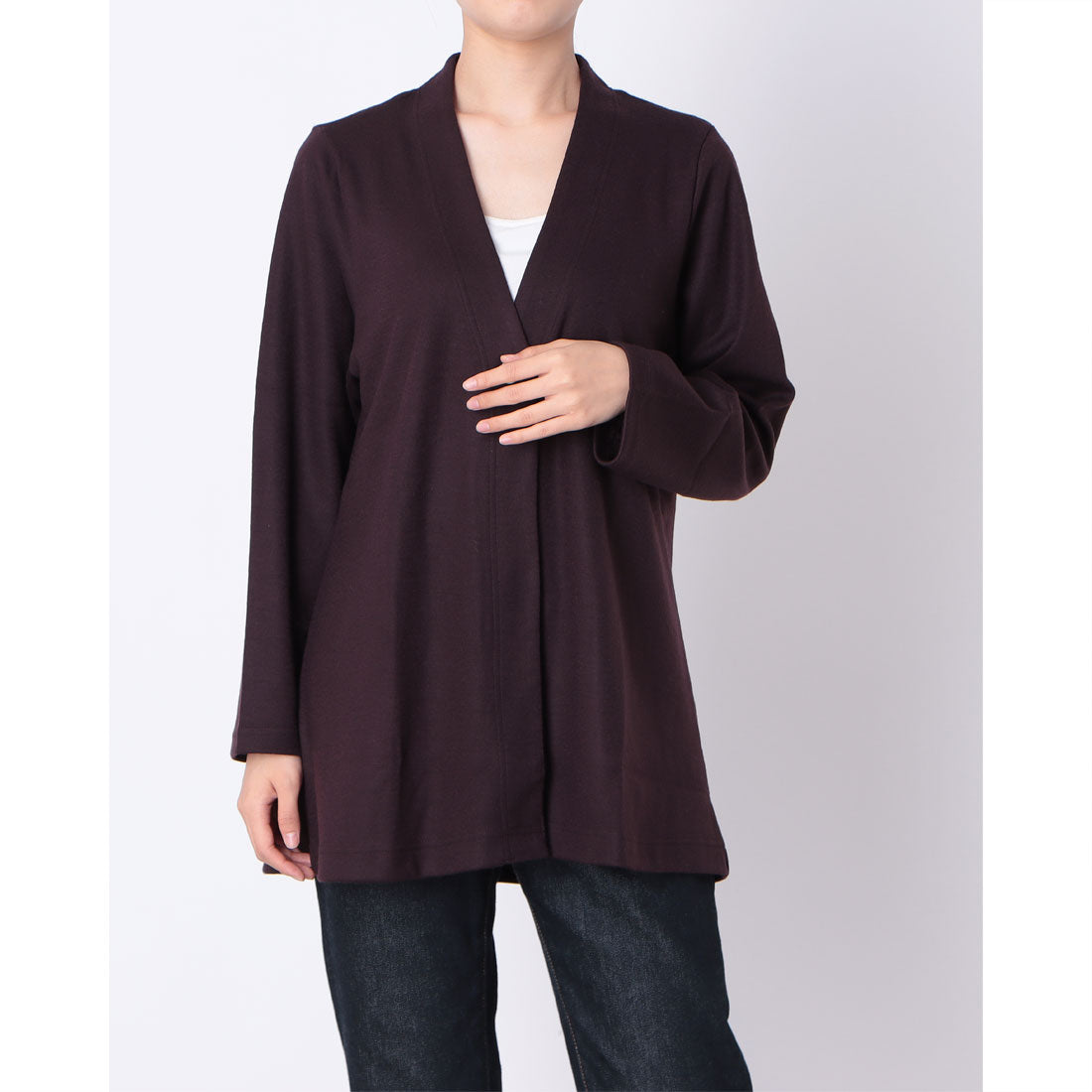 コットンブルー COTTON BLUE ワンボタントッパーカーディガン （ワイン） ワイン