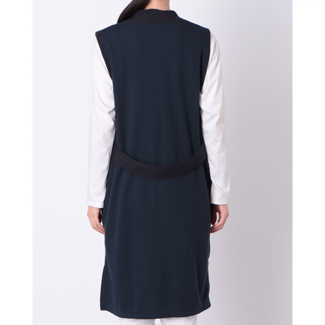 コットンブルー COTTON BLUE 異素材使いロングジレ （ネイビー） ネイビー