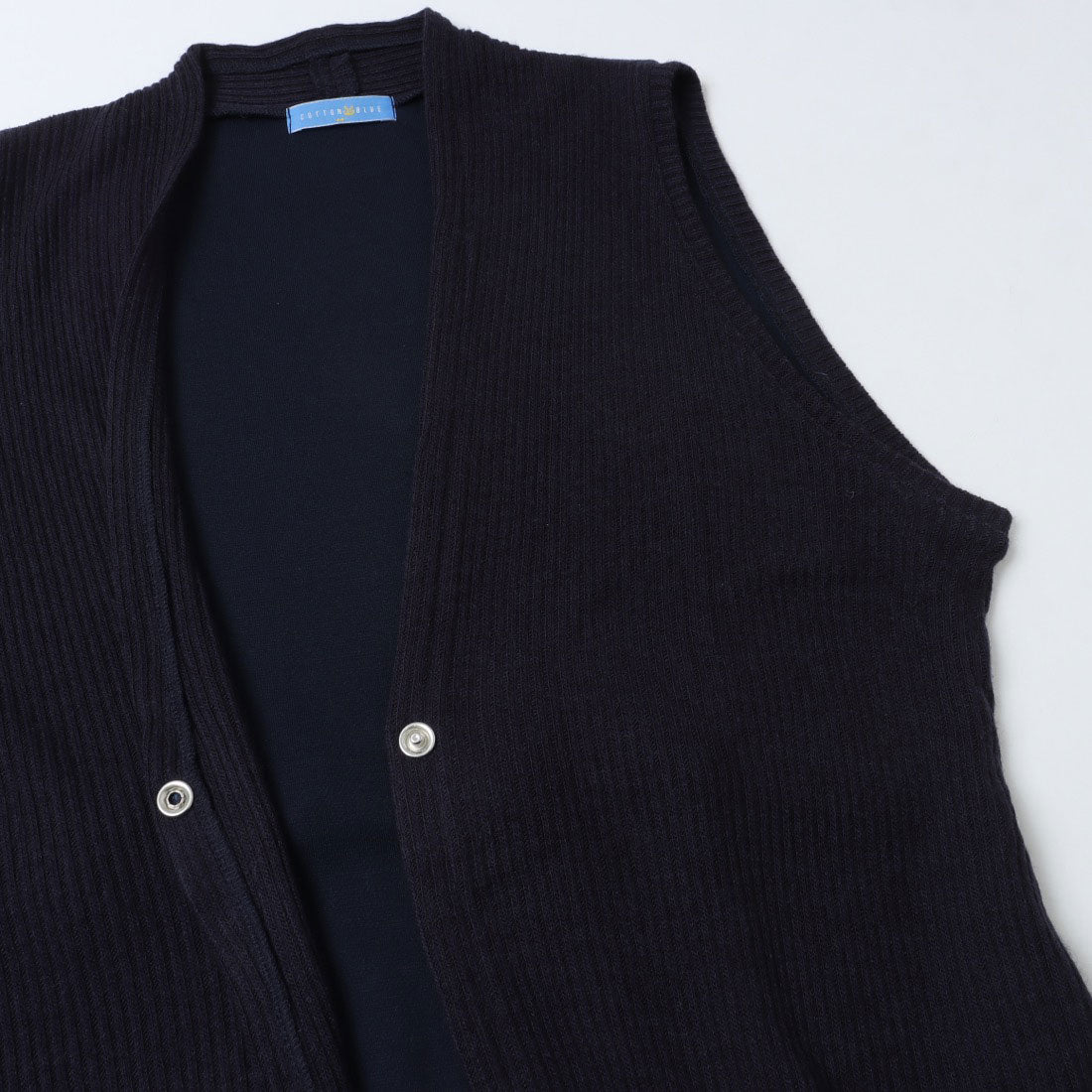 コットンブルー COTTON BLUE 異素材使いロングジレ （ネイビー） ネイビー