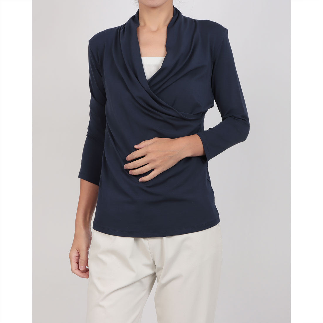 コットンブルー COTTON BLUE カシュクールプルオーバー （ネイビー） ネイビー