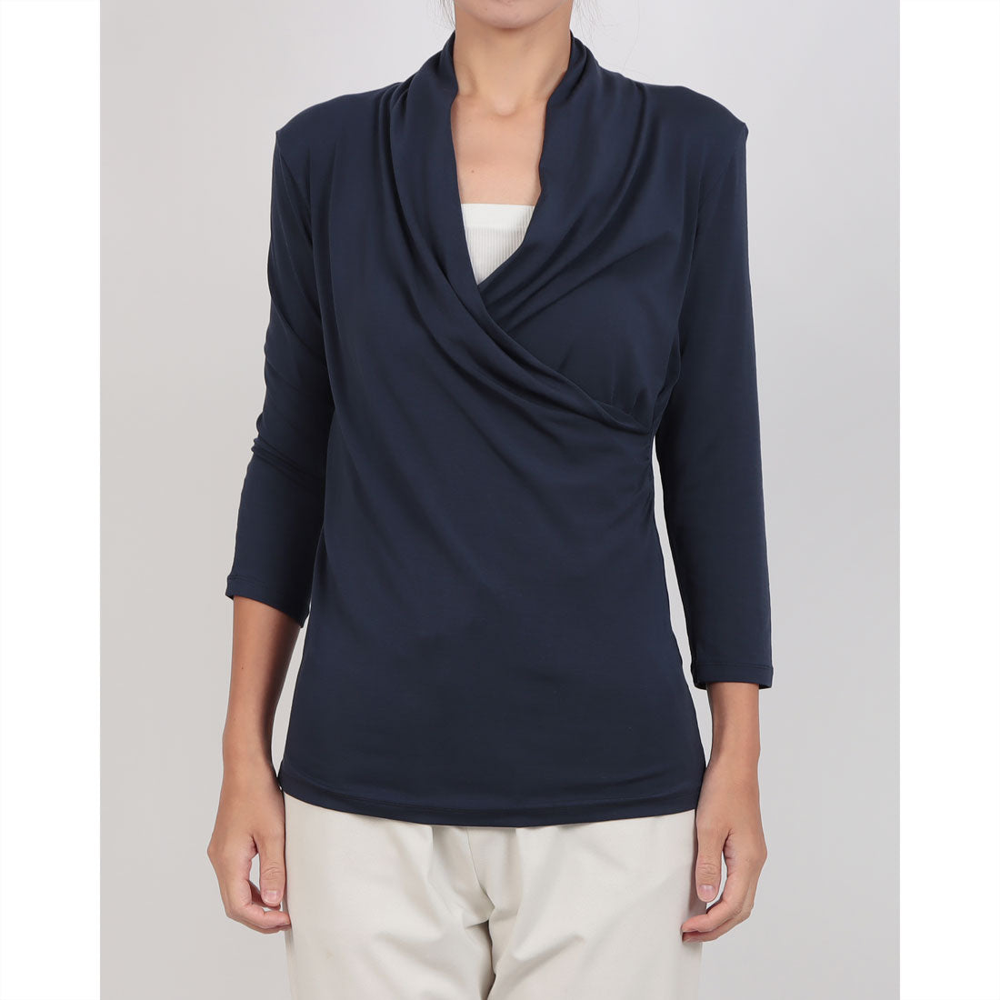 コットンブルー COTTON BLUE カシュクールプルオーバー （ネイビー） ネイビー