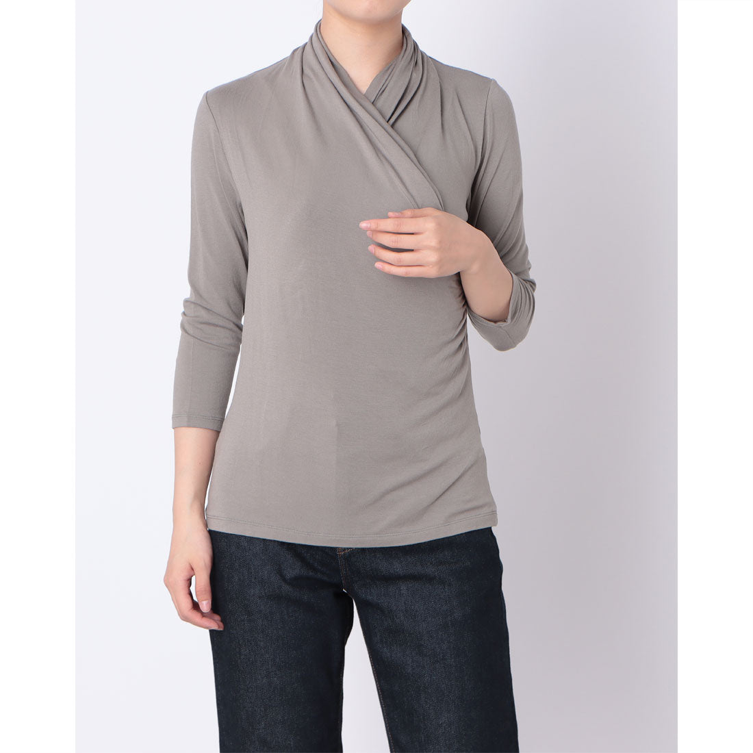 コットンブルー COTTON BLUE カシュクールプルオーバー （グレー） グレー