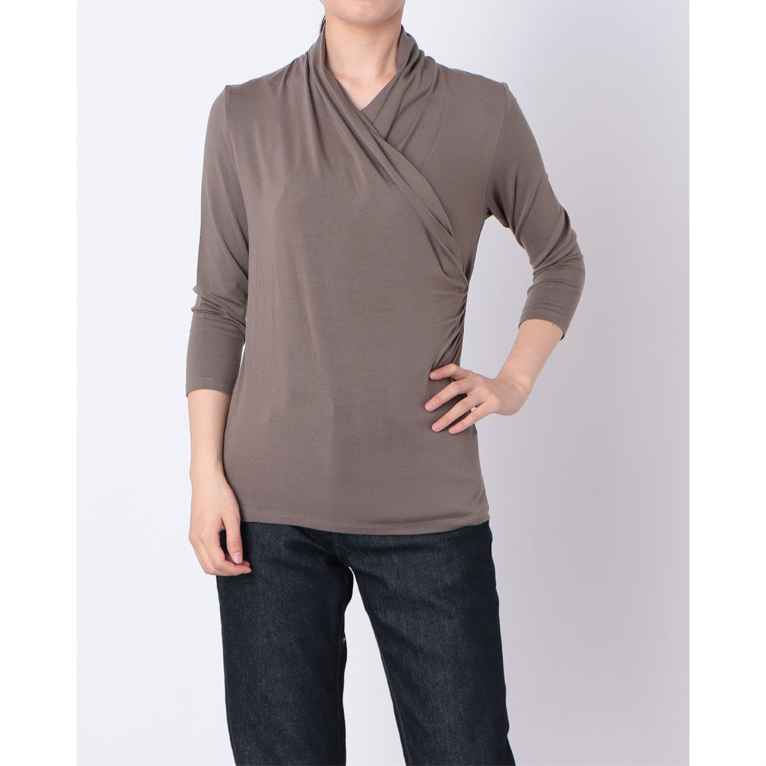 コットンブルー COTTON BLUE カシュクールプルオーバー （チャコールグレー） チャコールグレー
