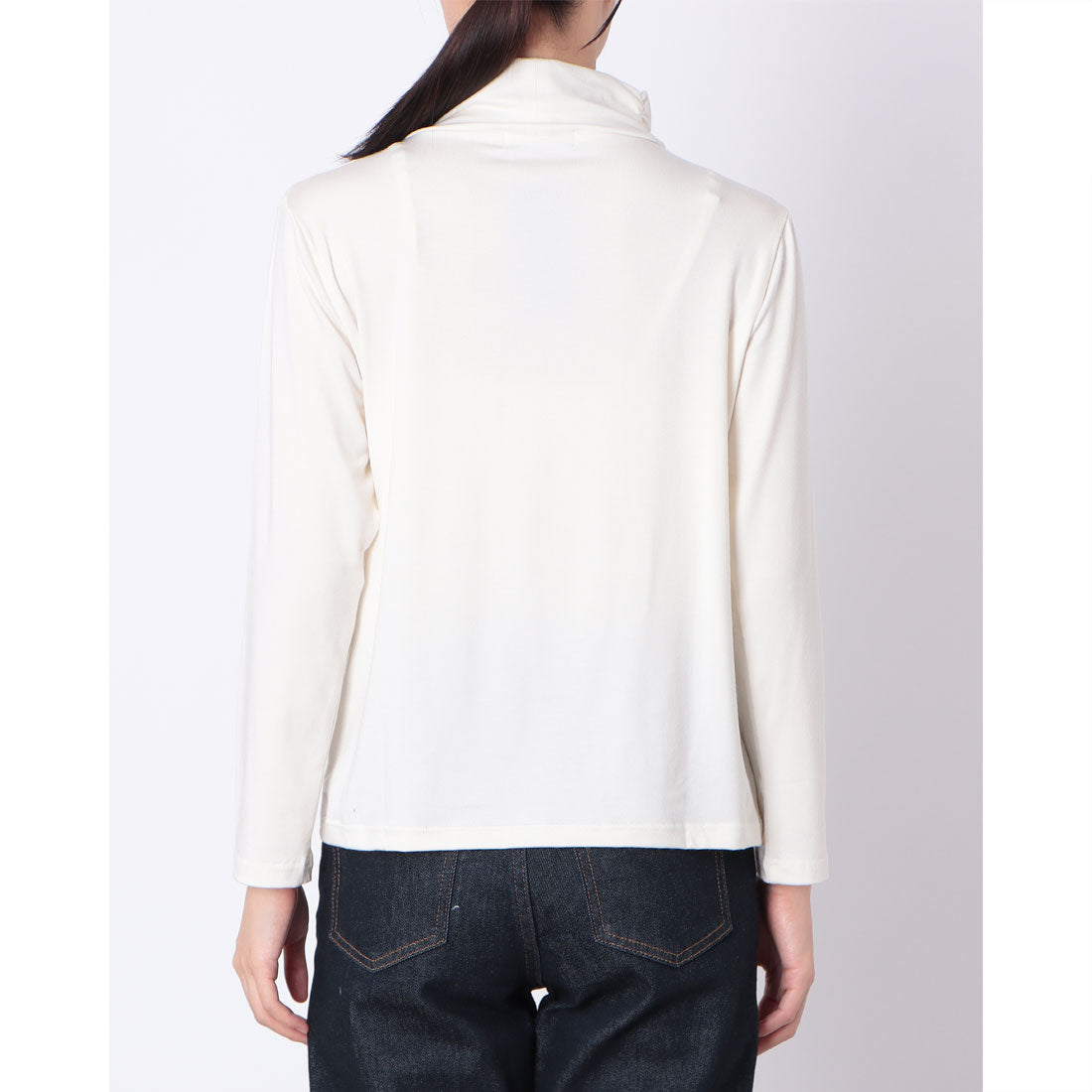 コットンブルー COTTON BLUE 襟ギャザーハイネックプルオーバー （白） 白