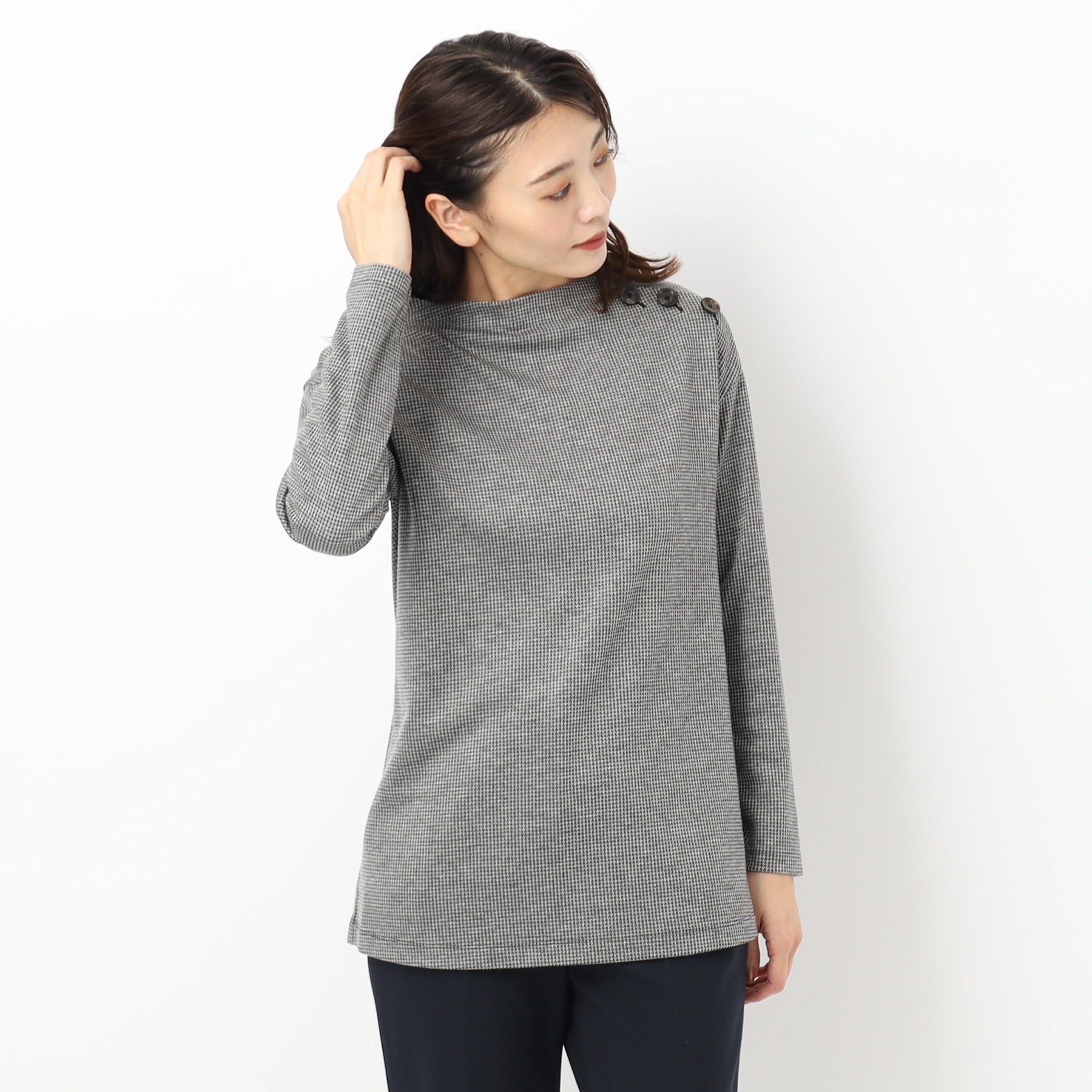 コルディア CORDIER 【M～4Lサイズ】ジャカード チュニックプルオーバージャージ
