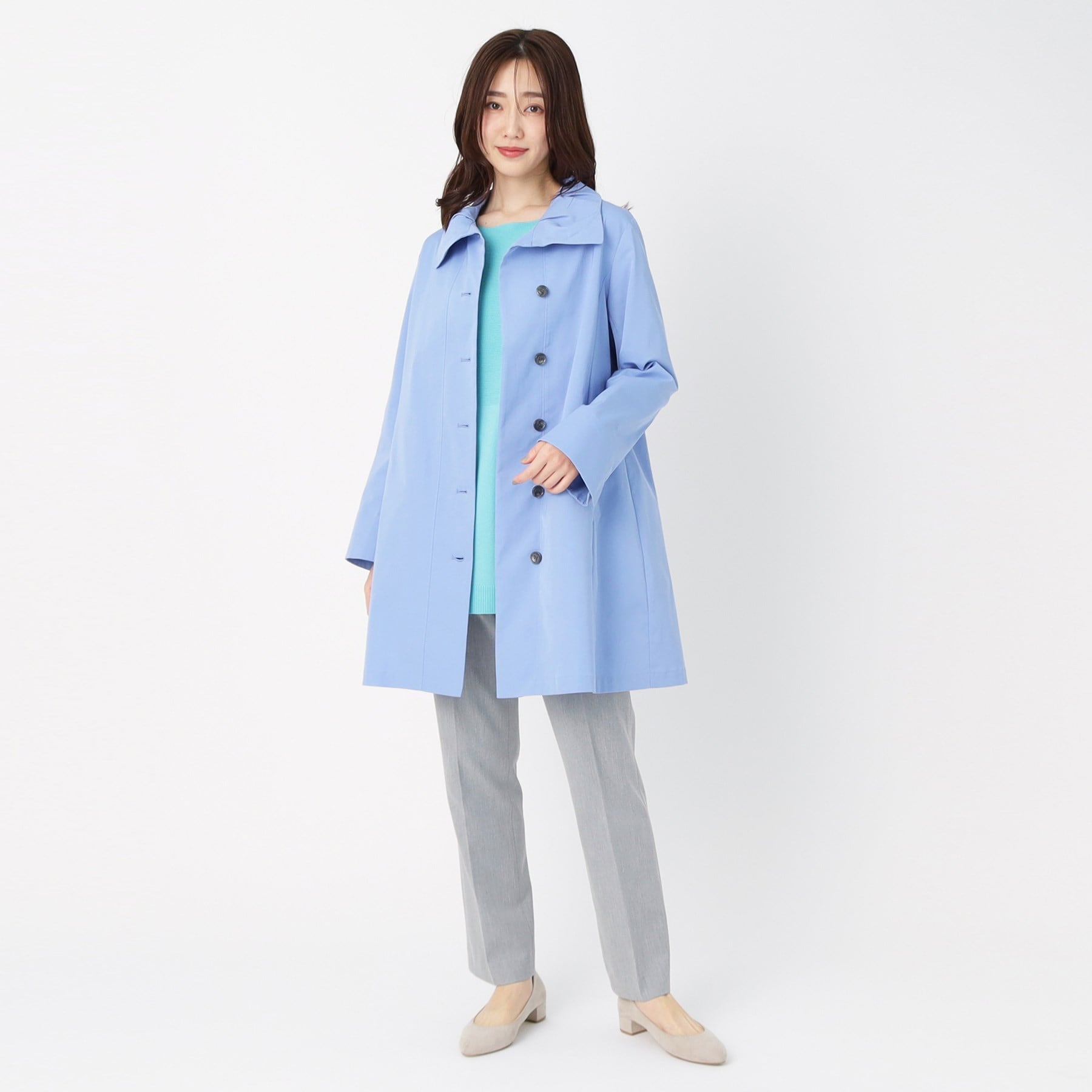 コルディア CORDIER 【M~4Lサイズ/手洗い可】コッティーナストレッチコート （ブルー(092)） ブルー(092)