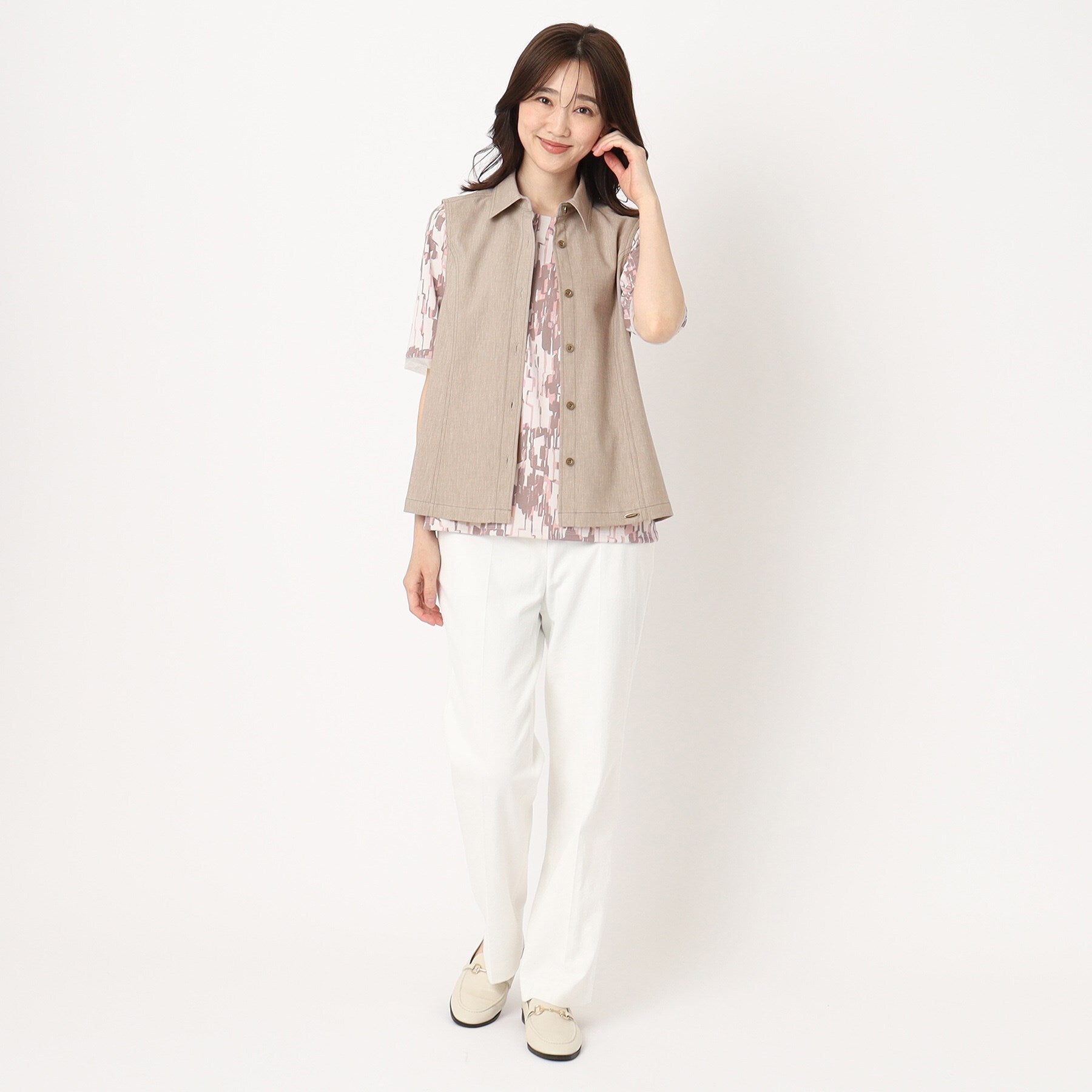 コルディア CORDIER 【M～4Lサイズ／ストレッチ／セットアップ】アサレック デニムライクベスト （モカブラウン(042)） モカブラウン(042)