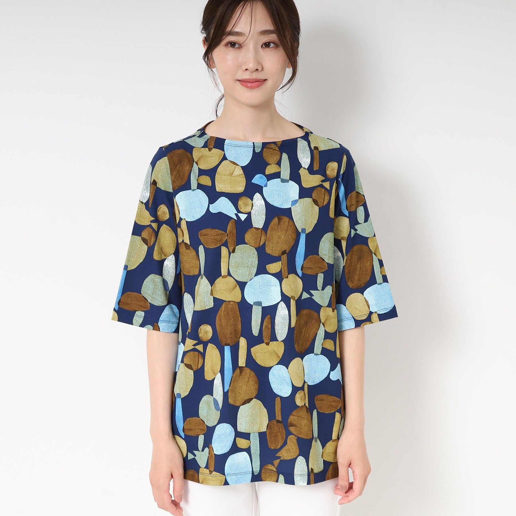 コルディア CORDIER 【M～4Lサイズ】フォレットプリントチュニック （ミントグリーン(121)） ミントグリーン(121)