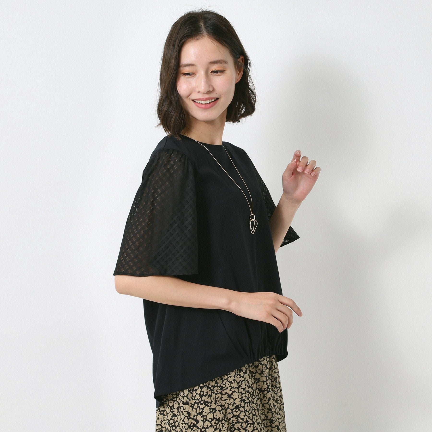 コルディア CORDIER シルケットスムース フレア袖フェミニンTシャツ （イエロー(032)） イエロー(032)