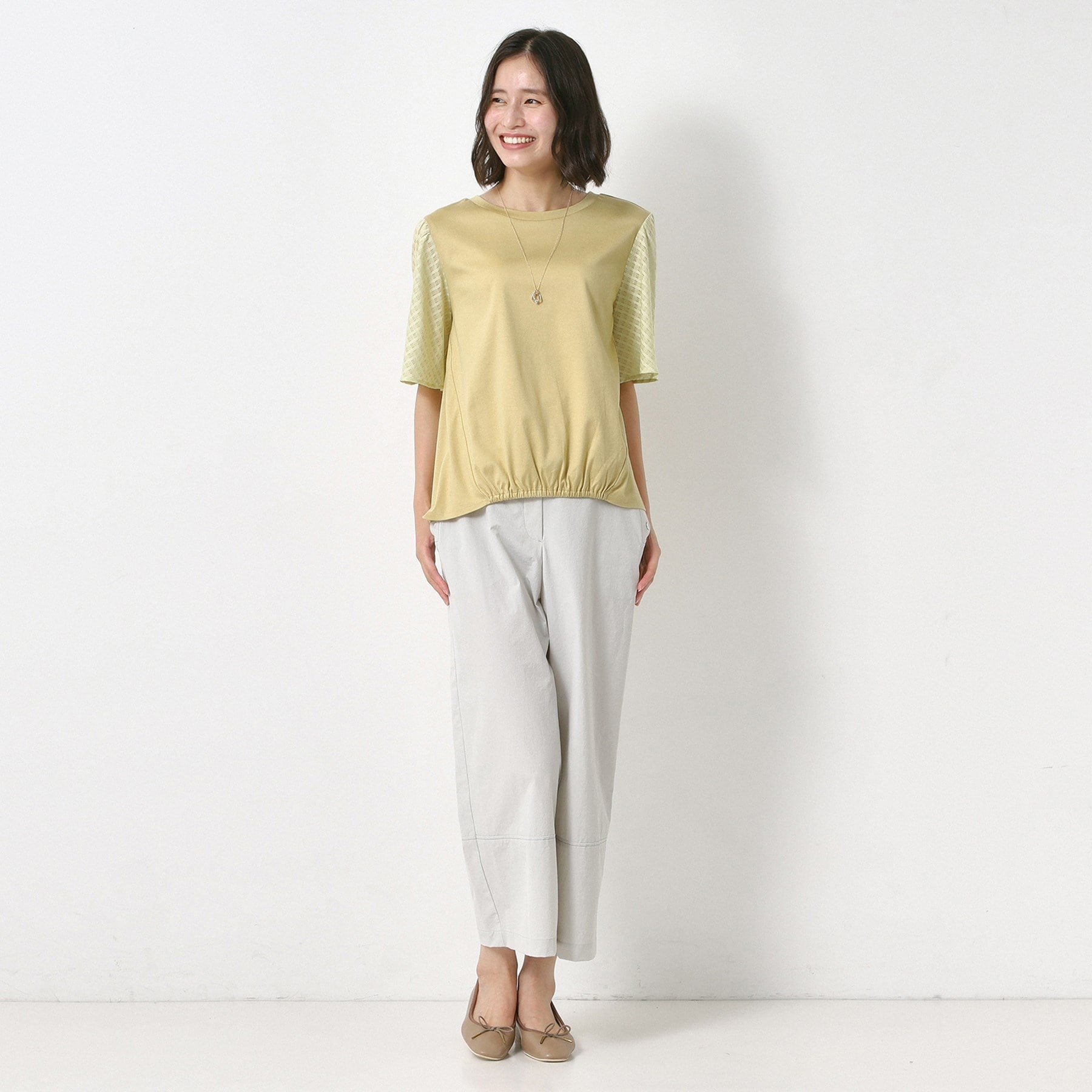 コルディア CORDIER シルケットスムース フレア袖フェミニンTシャツ （イエロー(032)） イエロー(032)