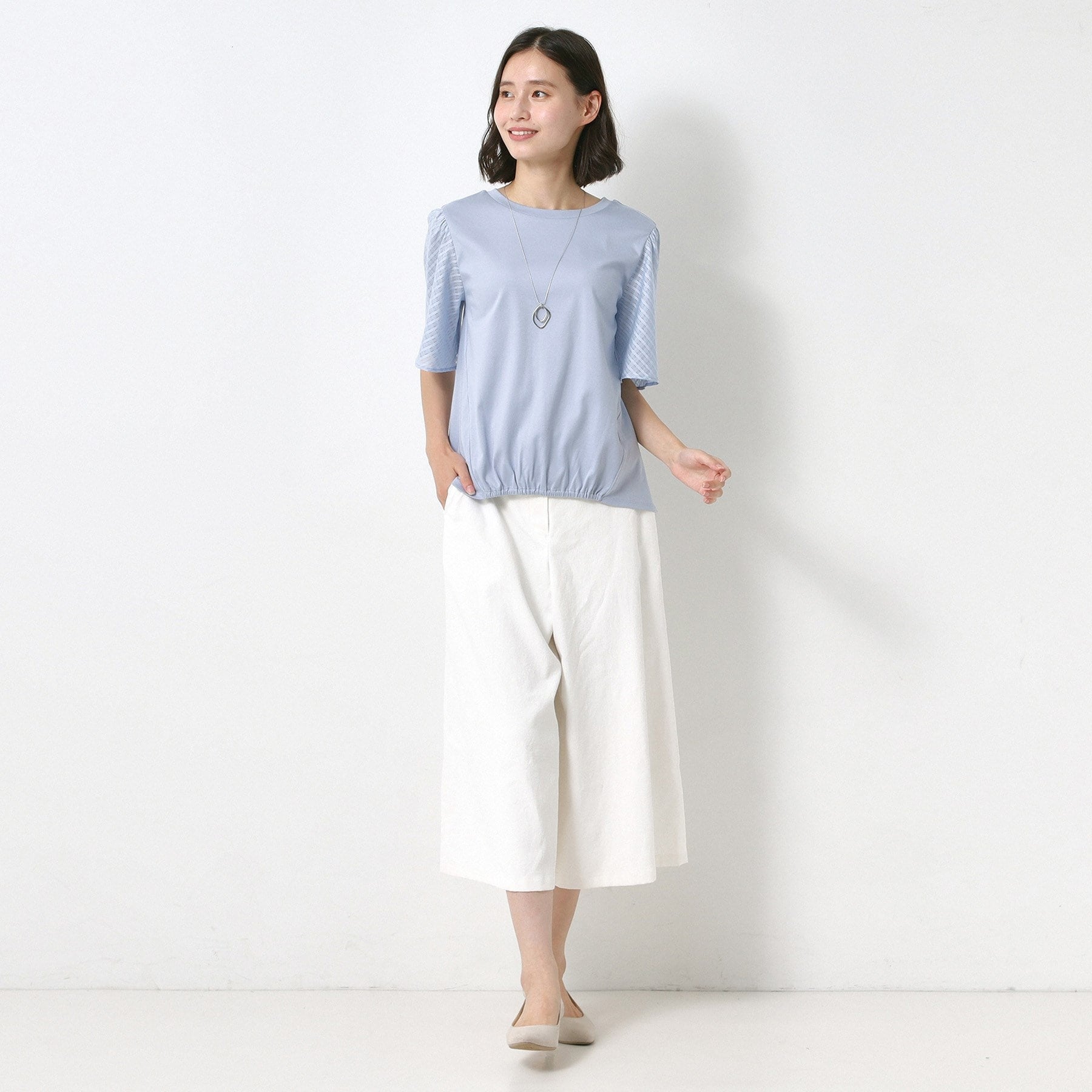 コルディア CORDIER シルケットスムース フレア袖フェミニンTシャツ （イエロー(032)） イエロー(032)