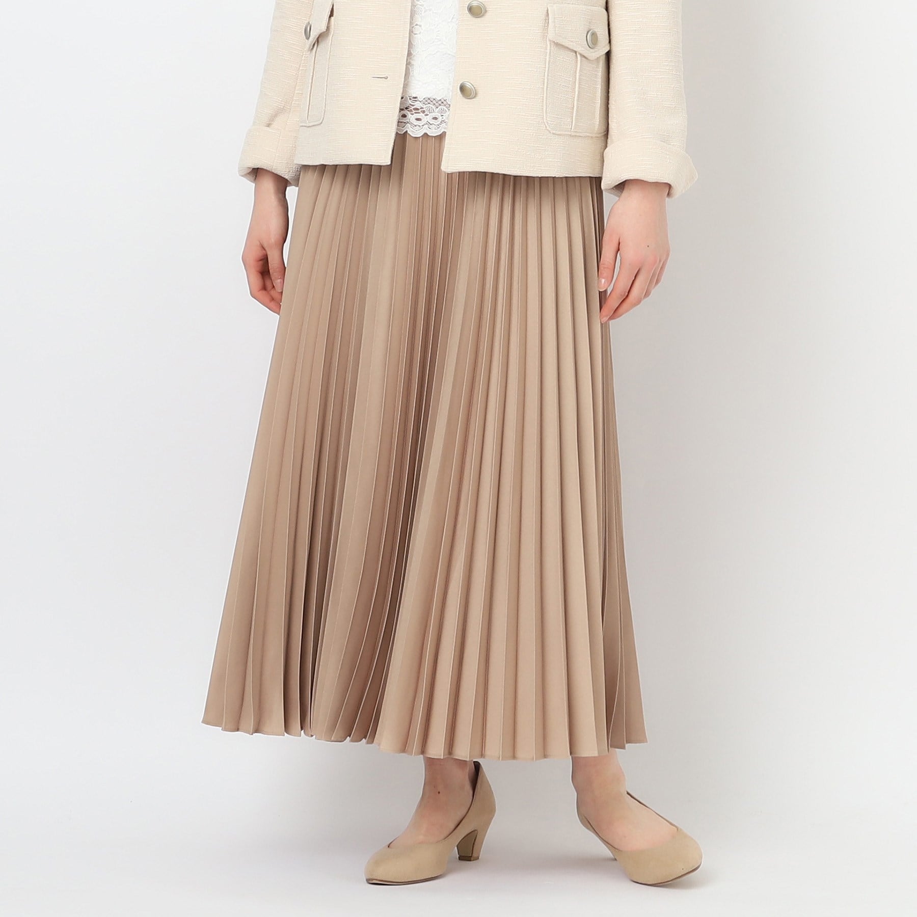 CORDIER Glossy Satin Pleated Skirt